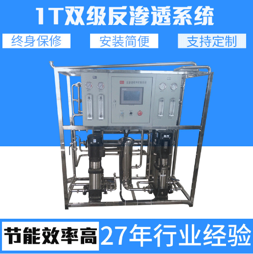 1T双级反渗透设备 不锈钢反渗透净水处理设备 工业化工反渗透系统